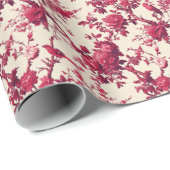 Ruhiger roter Blumen-Vogel-Druck Geschenkpapier (Rolleneckpunkt)
