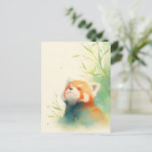 Ruhiger Roter Panda im sonnigen Bambuswald Postkarte (Stehend Vorderseite)