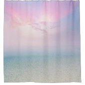 Ruhiger Sandstrand Rosa Himmel Duschvorhang (Vorderseite)
