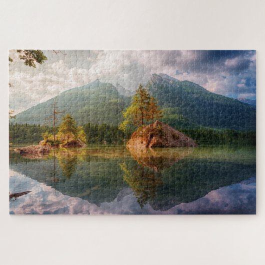 Ruhiger See mit Berg im Hintergrund Puzzle (Horizontal)