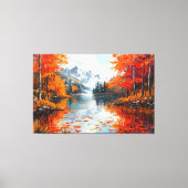 Ruhiger See umgeben von Herbstbäumen Leinwanddruck (Vorderseite)
