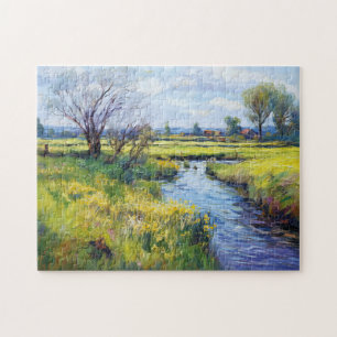 Ruhiger Sommerstrom in Havelland Landschaft Puzzle