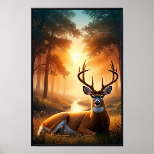 Ruhiger Sonnenuntergang im Wald mit optionalem Rah Poster (Vorne)
