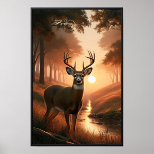 Ruhiger Sonnenuntergang im Wald mit optionalem Rah Poster