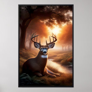 Ruhiger Sonnenuntergang im Wald mit optionalem Rah Poster