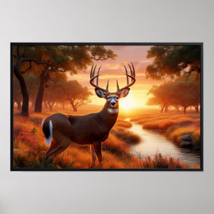 Ruhiger Sonnenuntergang im Wald mit optionalem Rah Poster