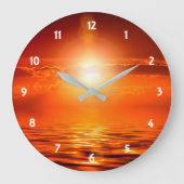 Ruhiger Sonnenuntergang Orange Golden Sky über dem Große Wanduhr (Vorderseite)
