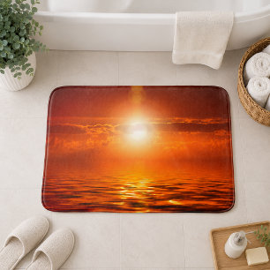 Ruhiger Sonnenuntergang Orange Goldener Himmel übe Badematte