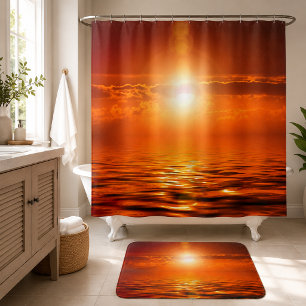 Ruhiger Sonnenuntergang Orange Goldener Himmel übe Duschvorhang