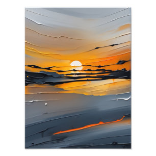 Ruhiger Sonnenuntergang über dem See Fotodruck