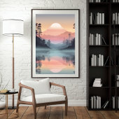 Ruhiger Sonnenuntergang über schlammigen Bergen Poster