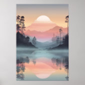 Ruhiger Sonnenuntergang über schlammigen Bergen Poster (Vorne)