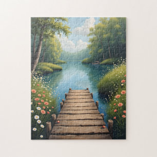 Ruhiger Steg bei Sonnenaufgang Puzzle