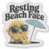 Ruhiger Strand Gesicht Funny Summer Vacation Aufkleber (Vorderseite)