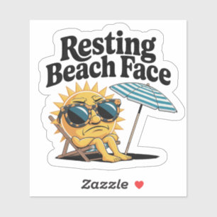 Ruhiger Strand Gesicht Funny Summer Vacation Aufkleber