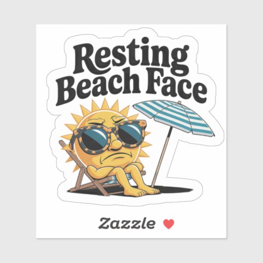 Ruhiger Strand Gesicht Funny Summer Vacation Aufkleber (Blatt)