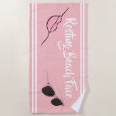Ruhiger Strand Gesicht rosa Badetuch (Vorderseite)