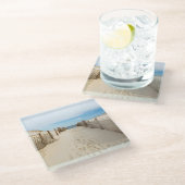 Ruhiger Strand Glasuntersetzer (Schrägansicht)