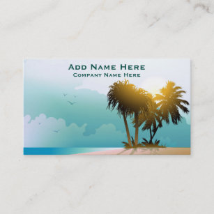 ruhiger Strand mit Palmen und blauem Wasser Visitenkarte