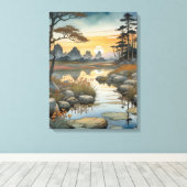 Ruhiger Sunset Lake Leinwanddruck (Insitu (Holzboden))