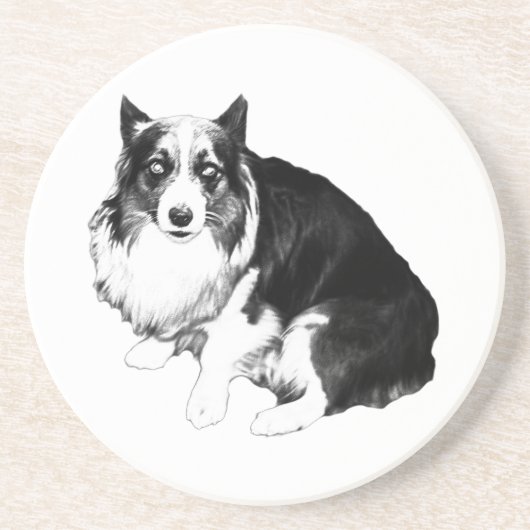Ruhiger Tisch, ruhiger Corgi Getränkeuntersetzer (Vorne)