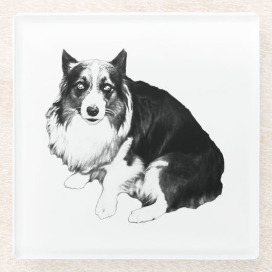 Ruhiger Tisch, ruhiger Corgi Glasuntersetzer (Vorderseite)