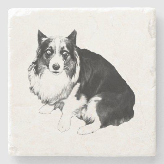 Ruhiger Tisch, ruhiger Corgi Steinuntersetzer (Vorderseite)