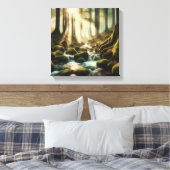 Ruhiger Waldstrom mit Vintage-Licht – Leinwand (Insitu (Schlafzimmer))
