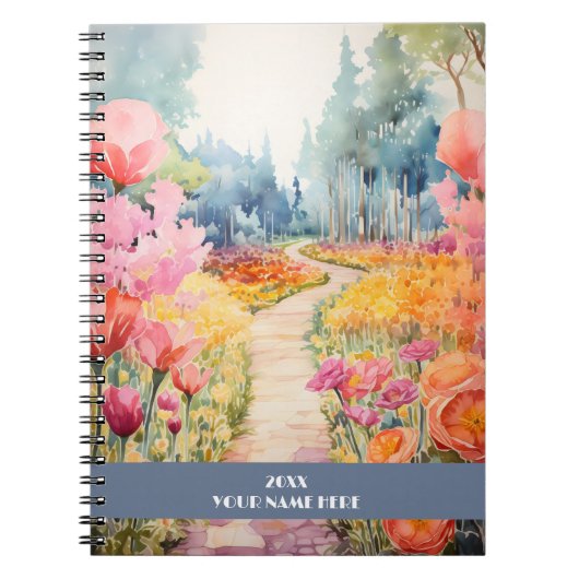 Ruhiger Weg durch Blume Notizblock (Vorderseite)