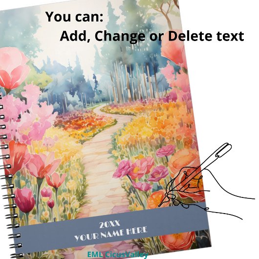 Ruhiger Weg durch Blume Notizblock