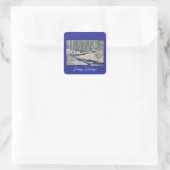 Ruhiger Weihnachtswald Quadratischer Aufkleber (Tasche)