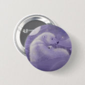 Ruhiger Winterpolar-Bär und Cube-Pinback-Button Button (Vorne & Hinten)