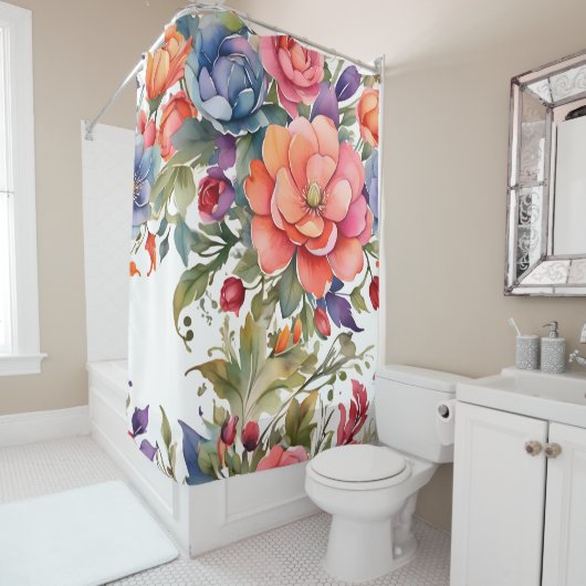 Ruhiges Aquarell-Blumenmuster-Design Duschvorhang (Beispiel)