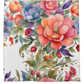 Ruhiges Aquarell-Blumenmuster-Design Duschvorhang (Vorderseite)