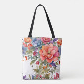 Ruhiges Aquarell-Blumenmuster-Design Tasche (Rückseite)