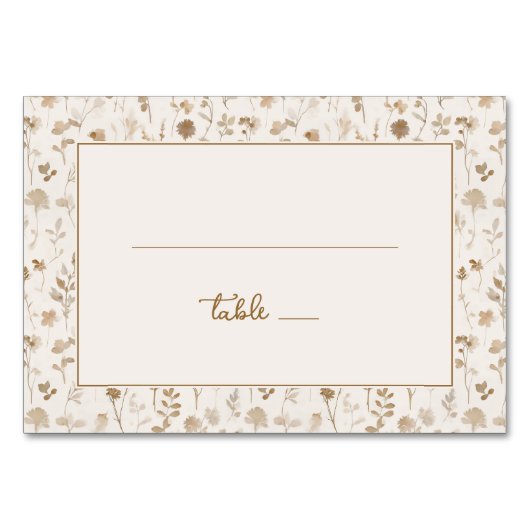 Ruhiges Beige Botanisch Tischnummer (Vorderseite)