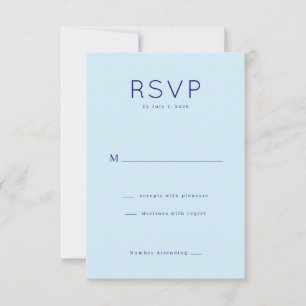 Ruhiges Blau Minimalistisches RSVP Karte
