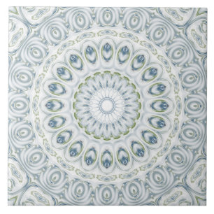 Ruhiges Blau- und Grün-Mandala-Musterdesign Fliese