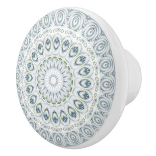 Ruhiges Blau- und Grün-Mandala-Musterdesign Keramikknauf
