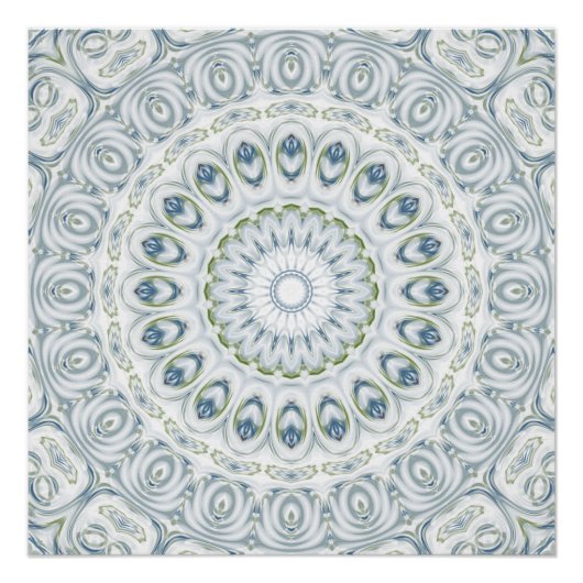 Ruhiges Blau- und Grün-Mandala-Musterdesign Poster (Vorderseite)