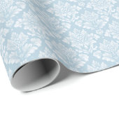 Ruhiges Blaues Blumen-Damaskus Geschenkpapier (Rolleneckpunkt)
