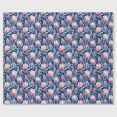 Ruhiges blaues Blumen-Wasserfarbenmuster Geschenkpapier (Flach)