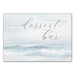 Ruhiges blaues Wasserfarben-Dessert-Bar-Schild Tischnummer