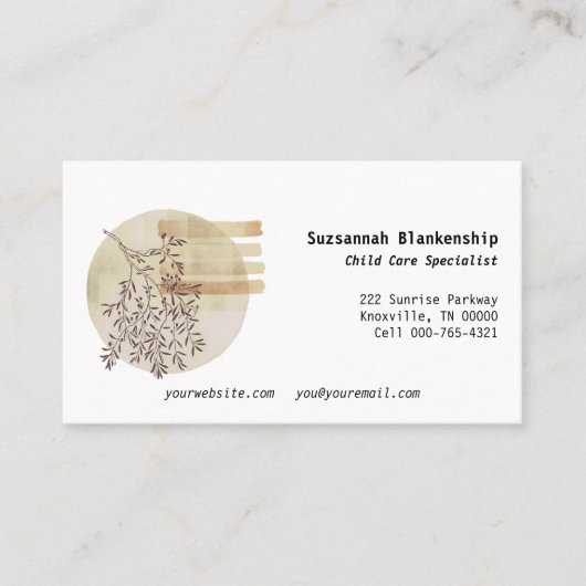 Ruhiges Boho Art Front Custom Foto Zurück Visitenkarte (Vorderseite)