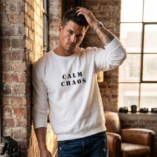 Ruhiges Chaos - Paradox Crewneck Pullover Weiß