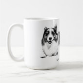 Ruhiges Corgi-Morgenlächeln Kaffeetasse (Links)