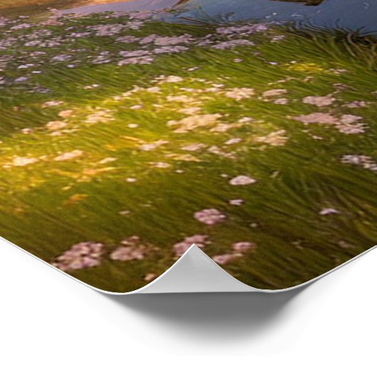 Ruhiges Dorf im Grünen im vollen Leben Poster (Ecke)