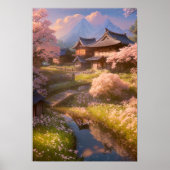 Ruhiges Dorf im Grünen im vollen Leben Poster (Vorne)