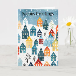 Ruhiges Dorf im Schnee Weihnachtskarte Karte