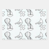 Ruhiges Flugzeug Bugelboot Kinder Geschenkpapier Set (Vorderseite)